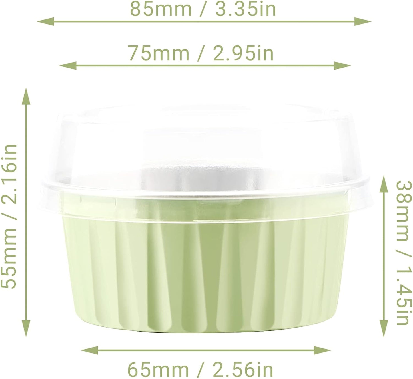 EUSOAR Foil Cupcake Wrappers, 30pcs 5oz Disposable Aluminum Foil Baking Cups with Lids, Mini Cheesecake Pan