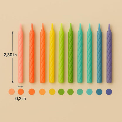 Cwise - 50-Count Spiral Birthday Cake Candles – Mini Pastel Rainbow Spiral Candles for Cake or Cupcake – 25 Unique Colors (2 of Each Color)
