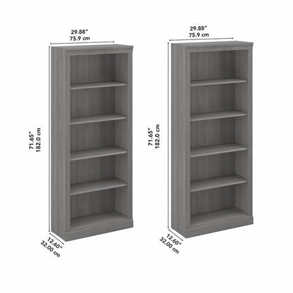 Bush Home Saratoga Tall 5 Shelf Bookcase - Set of 2 in Modern Gray