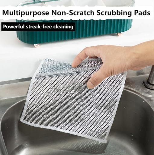 Poshzon Cleaning Cloths, Hevito Multipurpose Wire Miracle Dishwashing Rags for Wet and Dry (10 Pcs)