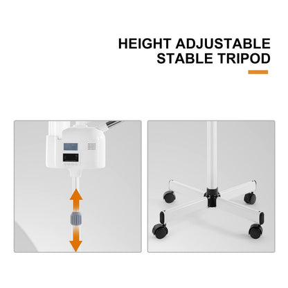 Professional 3 in 1 Facial Steamer Upgrade Esthetician Steamer with hot & Cold Nozzle 5X LED Magnifying Lamp Beauty Salon Spa