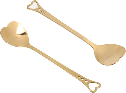 2Pcs Heart Shaped Coffee Dessert Spoon, Metal Stirring Spoon for Tea Dessert Drinks Ice Cream