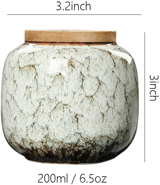 123Arts Ceramic Sugar Bowl, Tea Canister with Sealed Wooden Lid for Kitchen Storage