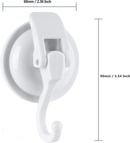 YSSILADI Heavy Duty Shower Suction Cup Hooks - Glass and Bathroom Robe Hangers, Reusable, No Hole Punch - White, 2 Pack