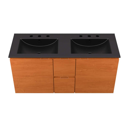 Modway EEI-5815-CHE-BLK Scenic 48" Double Wall-Mount Bathroom Vanity, Cherry Black