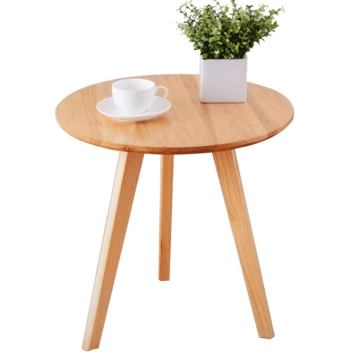 MHJKHG Round Coffee Table Living Room Wooden Coffee Table Balcony Small Table Small Dining Table Children's Game Table，Wood Color 50cm