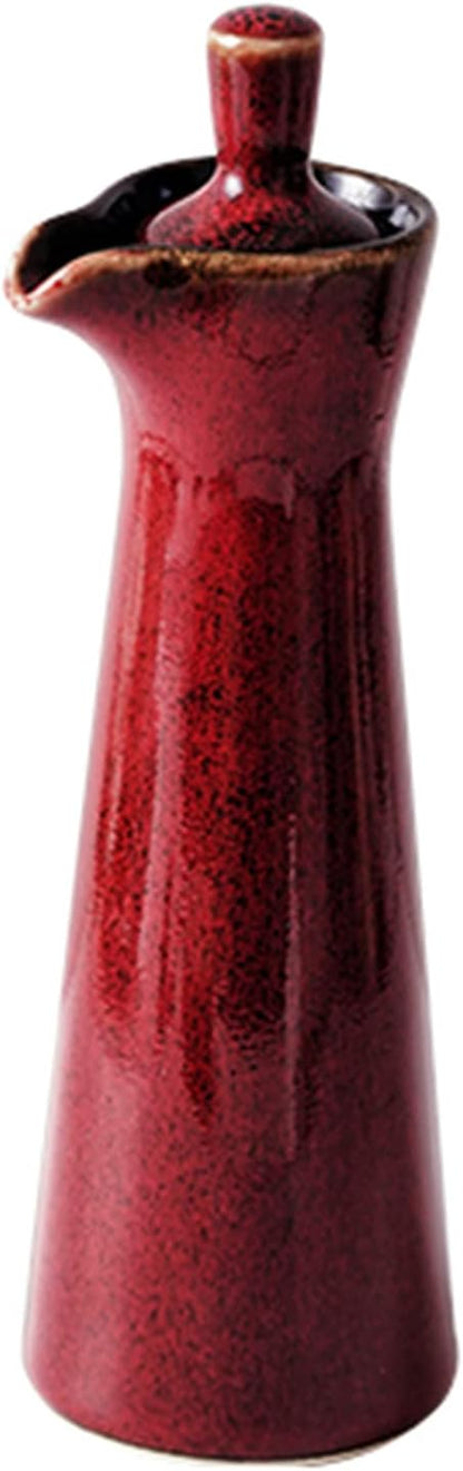 120ml 4oz Small Ceramic Olive Oil Dispenser Bottle for Storage Of Oil, Vinegar, Soy Sauce, / - Red