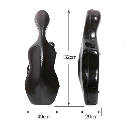 yinfente Carbon Fiber Cello Case 4/4 Full Size Hard Shell With Lock & Backpack Straps,Wheels 4.5 kg Lightweight Hard Case for Student Black
