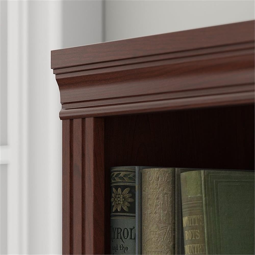 Bush Furniture Saratoga Tall 5 Shelf Bookcase - Set of 2 in Harvest Cherry