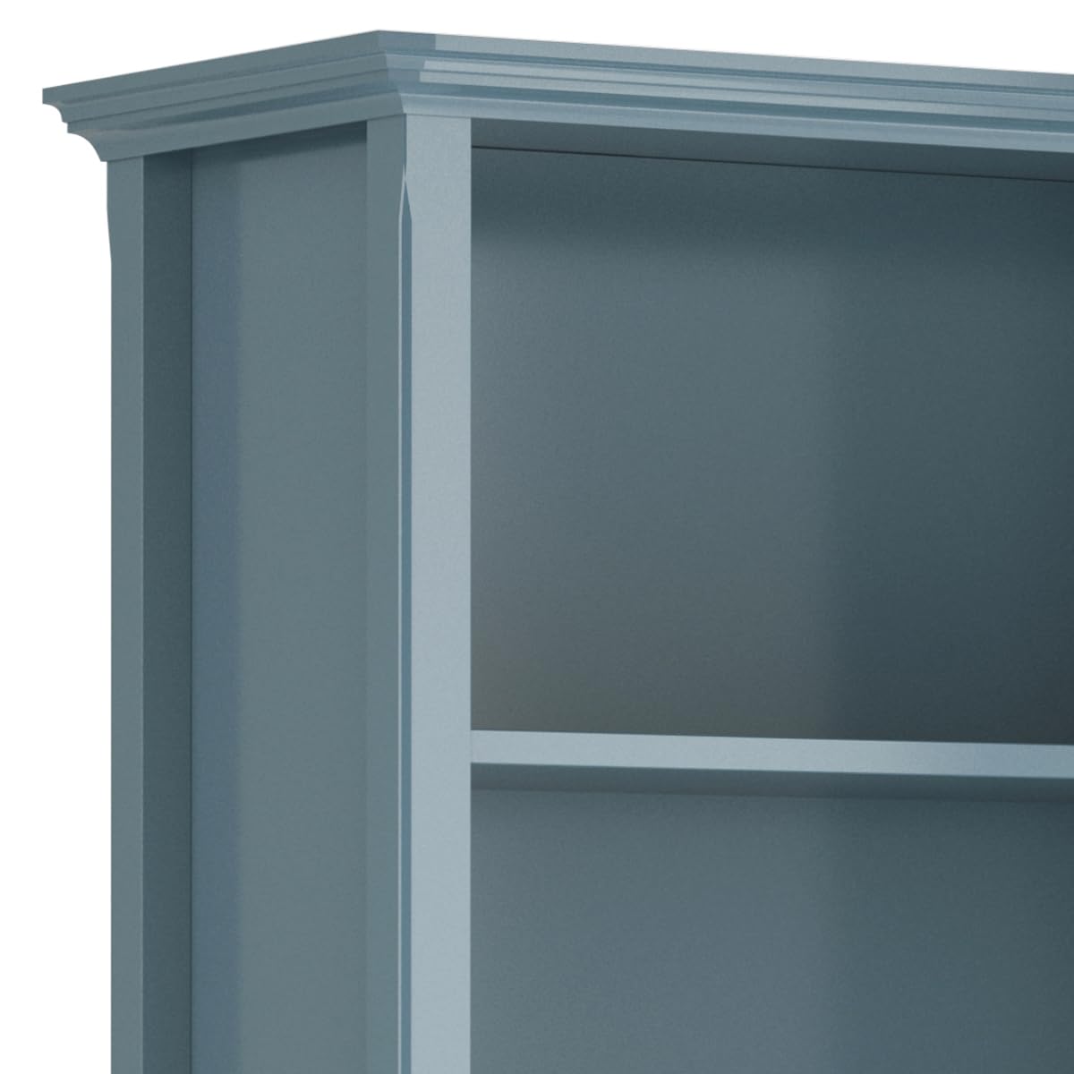 SIMPLIHOME Amherst Bookcase - 70 inch Tall 5-Shelf Solid Wood Bookshelf in French Blue, Transitional Storage for Living Room, Study Room or Office with Adjustable Shelves and Tapered Legs