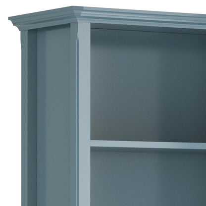 SIMPLIHOME Amherst Bookcase - 70 inch Tall 5-Shelf Solid Wood Bookshelf in French Blue, Transitional Storage for Living Room, Study Room or Office with Adjustable Shelves and Tapered Legs