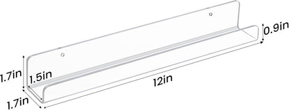 12 Pack 12" Album upsimples Vinyl Record Wall Mount Shelves, Vinyl Holder for Record Storage & Display, Clear Acrylic