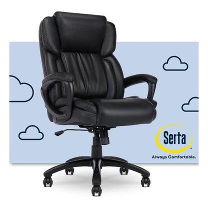 Pemberly Row Executive Office Chair, Space Black Bonded Leather Upholstery, Adjustable Ergonomic Design with Lumbar Support, Padded Armrests, Heavy-Duty Base, Rolling Casters, Home or Office Use