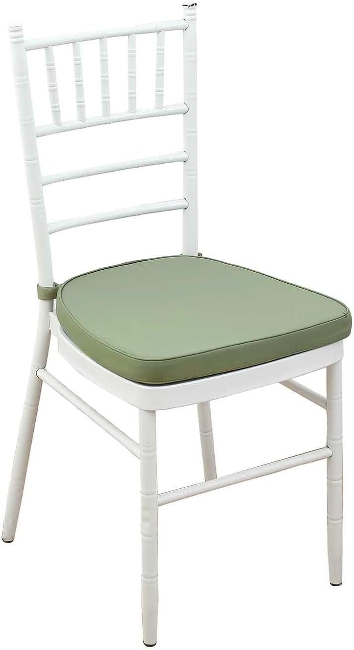 2" Efavormart Dusty Sage Green Chiavari Chair Pad, Memory Foam Seat Cushion with Ties and Removable Cover Thick