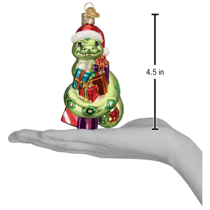 Old World Christmas Santa Snake Glass Blown Ornament for Christmas Tree, Handcrafted Holiday Decoration, Santa Collection