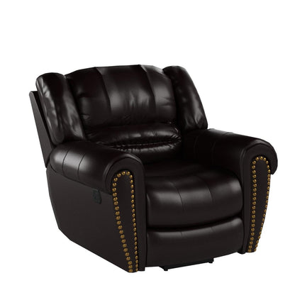 CANMOV Leather Recliner Chair, Classic and Traditional Manual Recliner Chair with Comfortable Arms and Back Single Sofa for Living Room, Brown