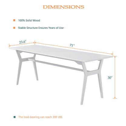 OSCHF Solid Wood Study Desk - 71" Double Long Computer Table for Home Office, 2-Person PC Workstation, White