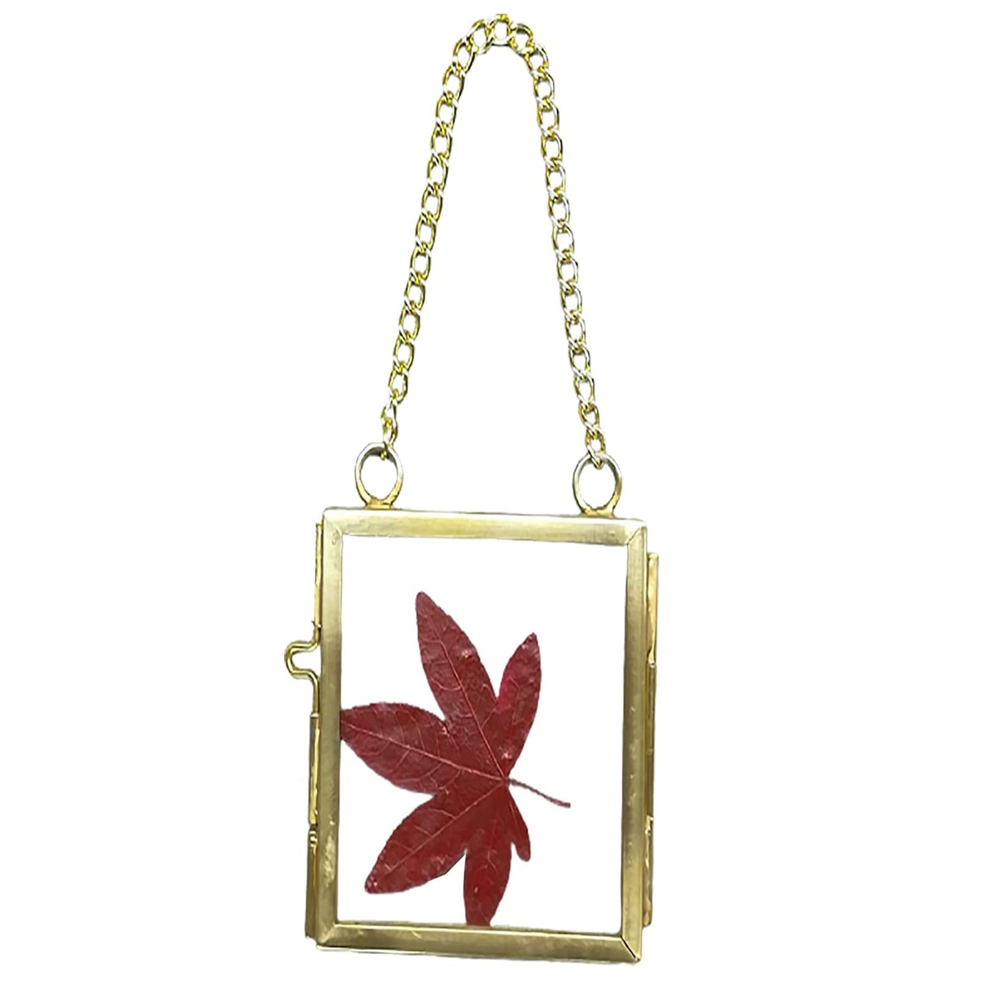 Emivery 4Pcs Mini Metal Picture Frame Antique Gold Floating Glass Picture Frame Small Vintage Artwork Hanging Picture Display Frame with Chain for Family Tree Mini Photo 2 X 3 Inch