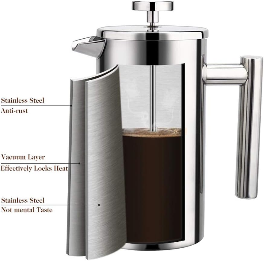 Stainless Steel French Press Coffee Maker, 800ml Easy Clean Tea Pot with Filter - axGear