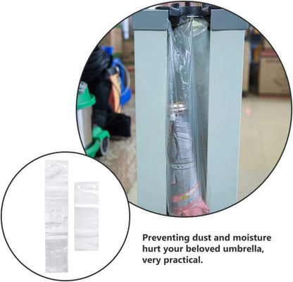 Zerodeko 200pcs Clear Plastic Umbrella Bags, Automatic Storage Bags for Folding Umbrella, Child Pe Disposable Cover