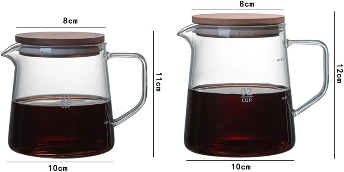 Elegant Clear Glass Creamer Pitcher, Coffee Pot Serving Set with Handle and Wooden Lid, Smooth, 10 OZ