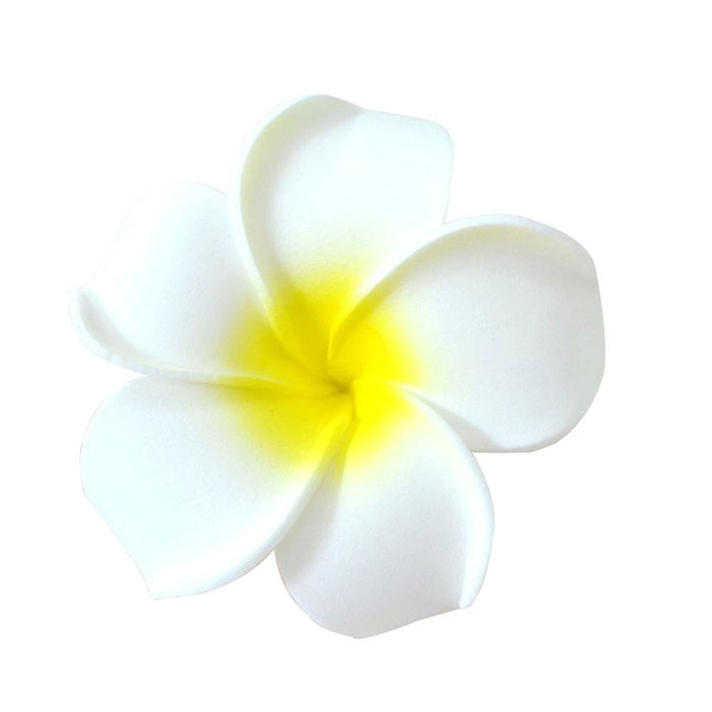 Pursuestar 100Pcs White Foam Hawaiian Frangipani Artificial Plumeria Flower Petals Cap Hair Hat Wreath Floral DIY Home Wedding Decoration 5cm