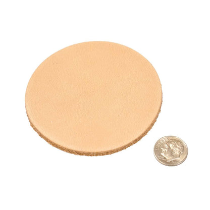 25 Pack – 3‑1/4" Round Veg‑Tanned Leather Pieces – 8–9 oz (3.2–3.6 mm) Natural Leather Circles for Coasters, Tooling, Stamping, Carving & Laser Engraving – Springfield Leather Company