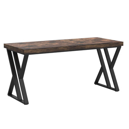 Tribesigns Writing Computer Desk, 55 inch Heavy Duty Study Desk with Z-Shaped Metal Leg, Modern Simple Home Office Computer Desk, Rustic Brown