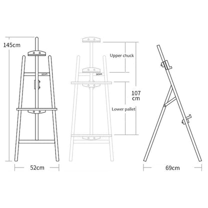 Studio Easel Wooden A-Frame Folding Pine Wood Artist Art Craft Adjustable Display Exhibition for Drawing Painting Holder