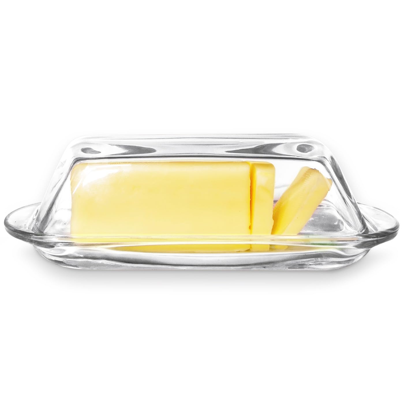 Kangaroo Decorative Clear Glass Butter Dish with Lid for Countertop & Refrigerator - Crystal Covered Butter Tray Storage Container Holder for Counter & Fridge - Best Thanksgiving Butter Dish with Lid