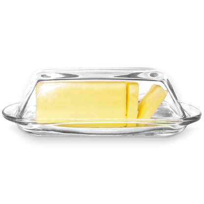 Kangaroo Decorative Clear Glass Butter Dish with Lid for Countertop & Refrigerator - Crystal Covered Butter Tray Storage Container Holder for Counter & Fridge - Best Thanksgiving Butter Dish with Lid