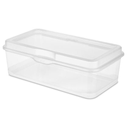 Sterilite 6-Pack Rectangular Large FlipTop, Clear Plastic Storage Box with Hinged Lid - Stackable Multipurpose Organizer for Art and Craft Supplies, Accessories, Photos & CDs, Home or Office Use