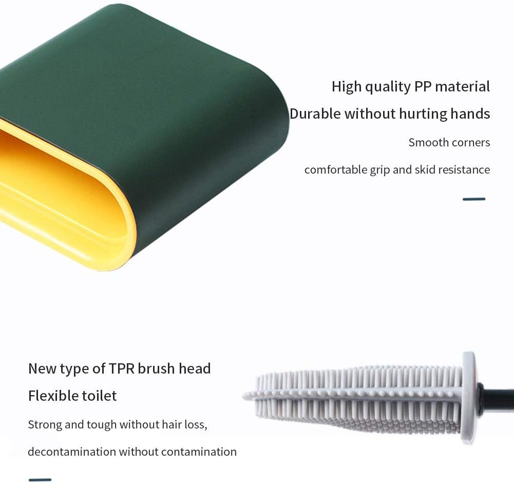 Revolutionary Silicone Flex Toilet Brush with Holder - No-Slip Long Handle, Wall Mounting Cleaning Brush Set
