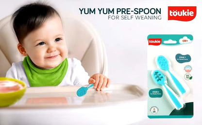 Skiennix Baby Spoons - Silicone Pre-Spoons for 6+ Months - Ideal for Baby Led Weaning | Set of 2 Teal/White