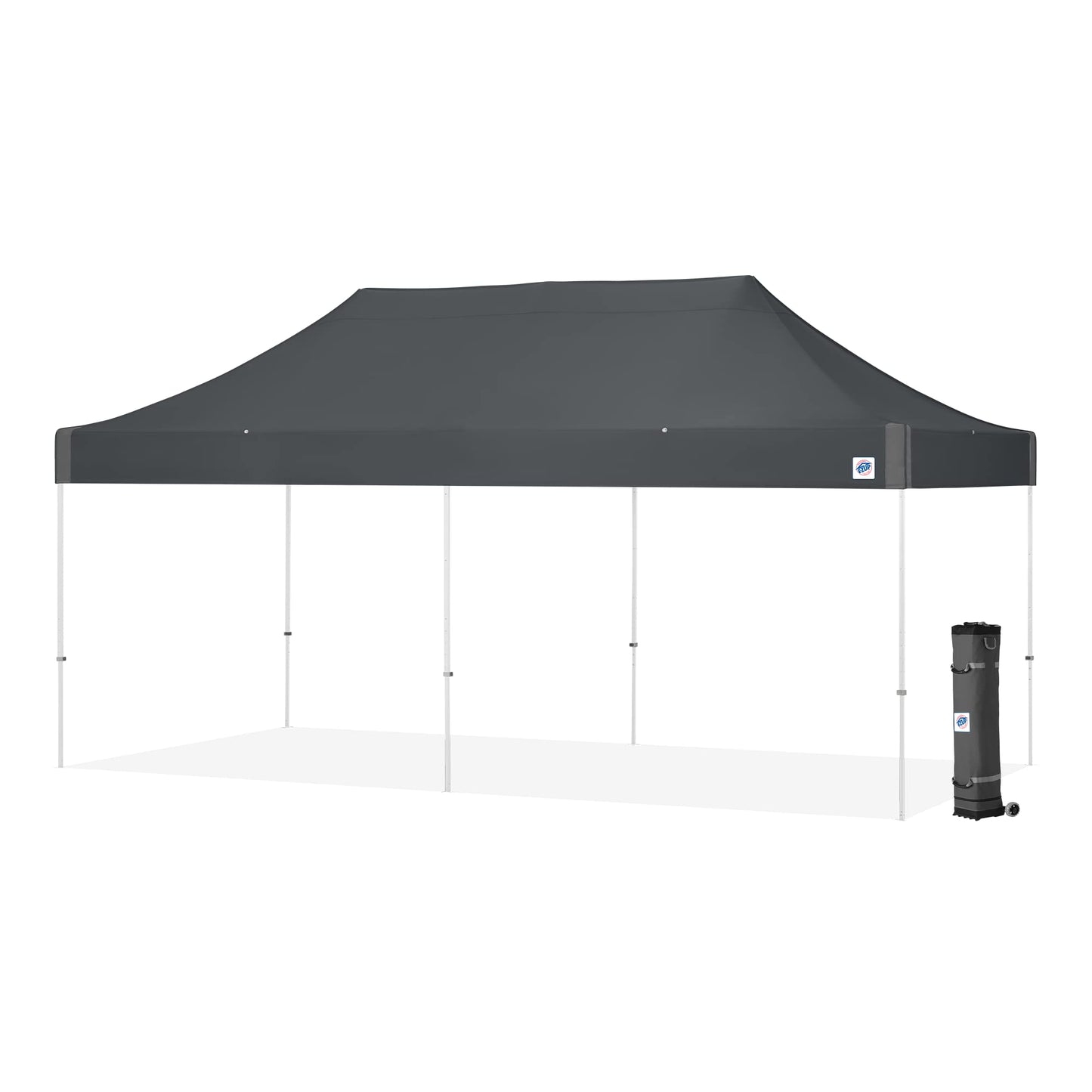 E-Z UP Vantage 10' x 20' Steel Shelter, White Frame, Steel Gray Top