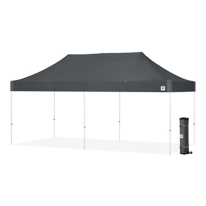 E-Z UP Vantage 10' x 20' Steel Shelter, White Frame, Steel Gray Top