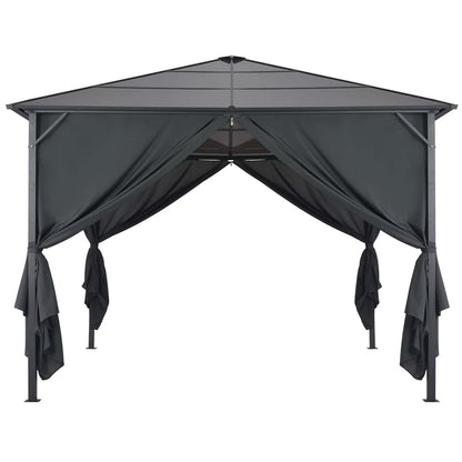 Outdoor Gazebo 9.8'x9.8' Hardtop Canopy Pavilion with Protective Curtains, Aluminum and Steel Frame for Backyard Patio Garden Lawn Events