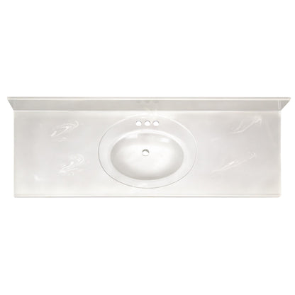 Design House Cultured Marble Vanity Top, 61 in W x 22 in D, Integrated 4 in Centerset Oval Sink & Backsplash, Ivory Swirl, 597419