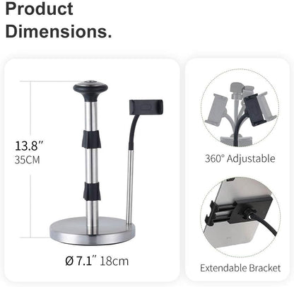 Paper Towel Holder, Standing Weighted Base Non-Slip Stainless Steel Dispenser for Kitchen Countertop and Tabletop