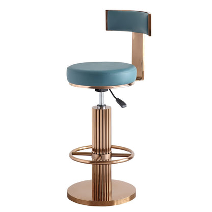 FUNROLUX Swivel Bar Stools with Backrest, Modern Adjustable Height Counter Stool with Stainless Steel Legs and Comfortable Cushion, Rose Bar Chairs for Kitchen Island Counter (Blue)