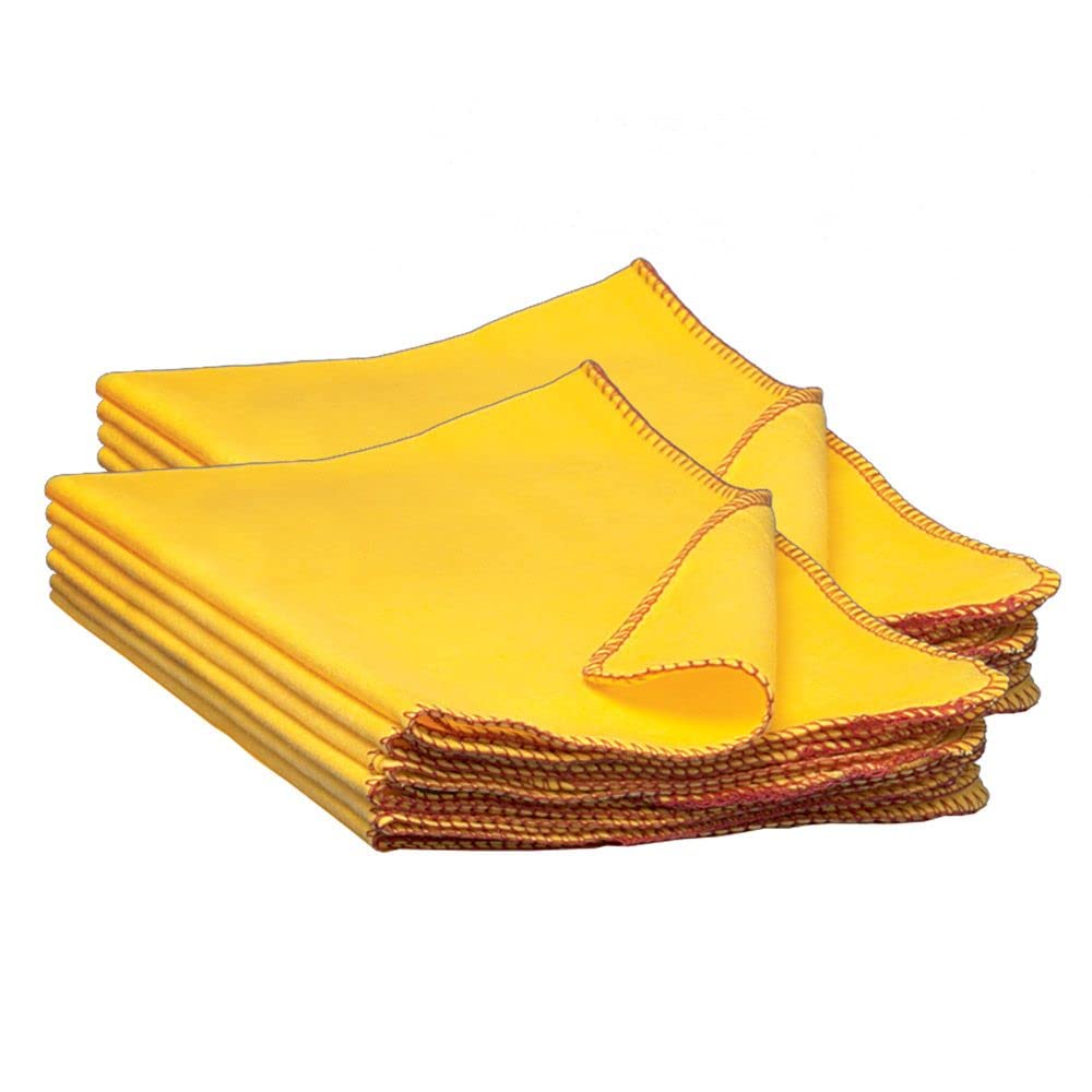 Buffalo Industries (60235) 13" x 24" 100% Cotton Fully Hemmed Yellow Flannel Dust Cloths, Pack of 12, Won't Scratch Fine surfaces, Great for Automotive, Polishing, Cleaning, Machine Washable