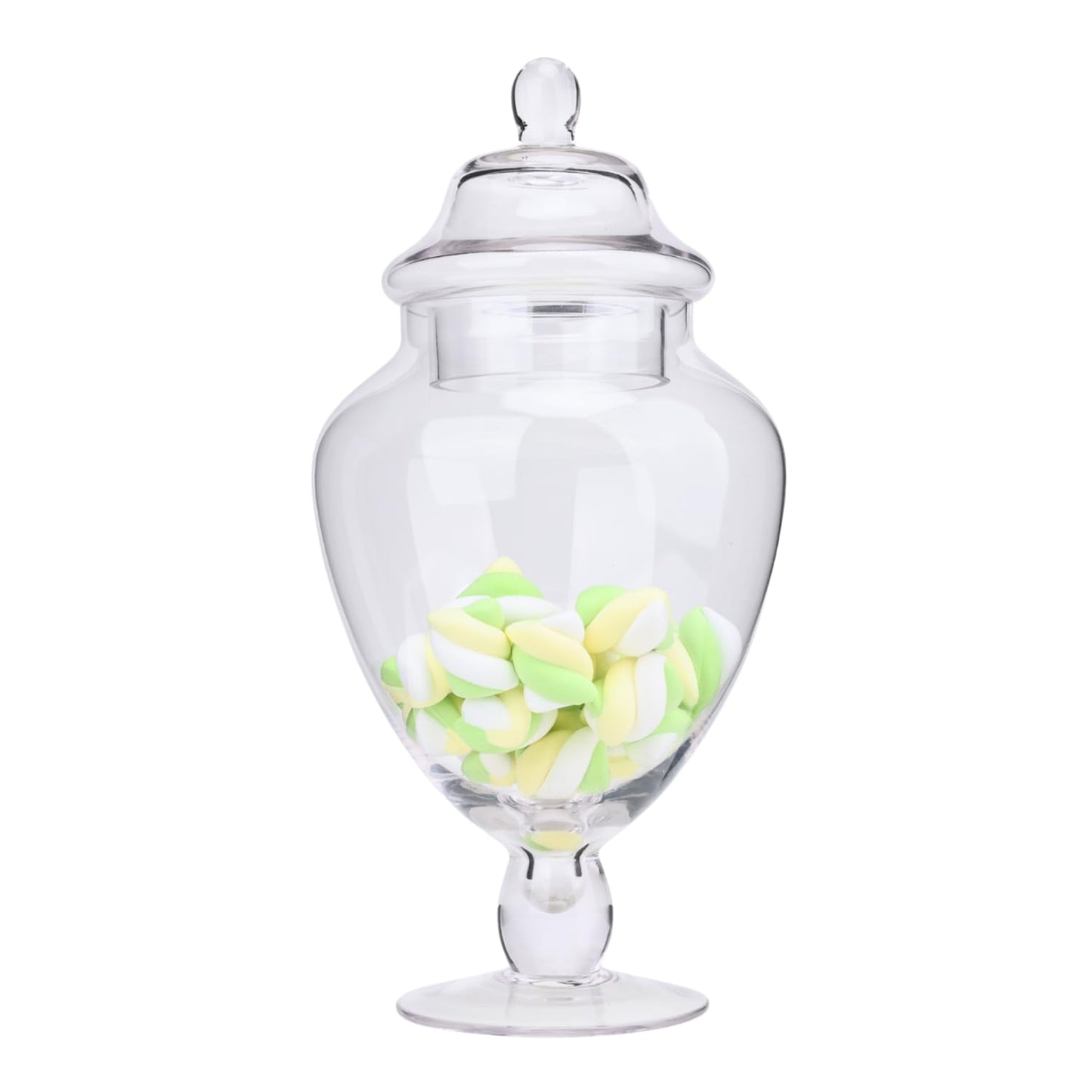 Large Glass Apothecary Jars with Lid, Glass Candy Jar for Candy Buffet, Elegant Decorative Glass Jars for Wedding, Display and Party, Clear Candy Canisters (Height: 12.6", Diameter: 6.3")