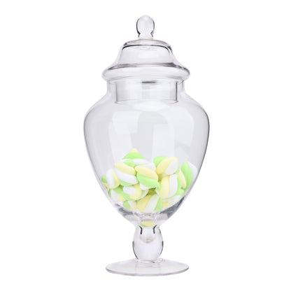 Large Glass Apothecary Jars with Lid, Glass Candy Jar for Candy Buffet, Elegant Decorative Glass Jars for Wedding, Display and Party, Clear Candy Canisters (Height: 12.6", Diameter: 6.3")