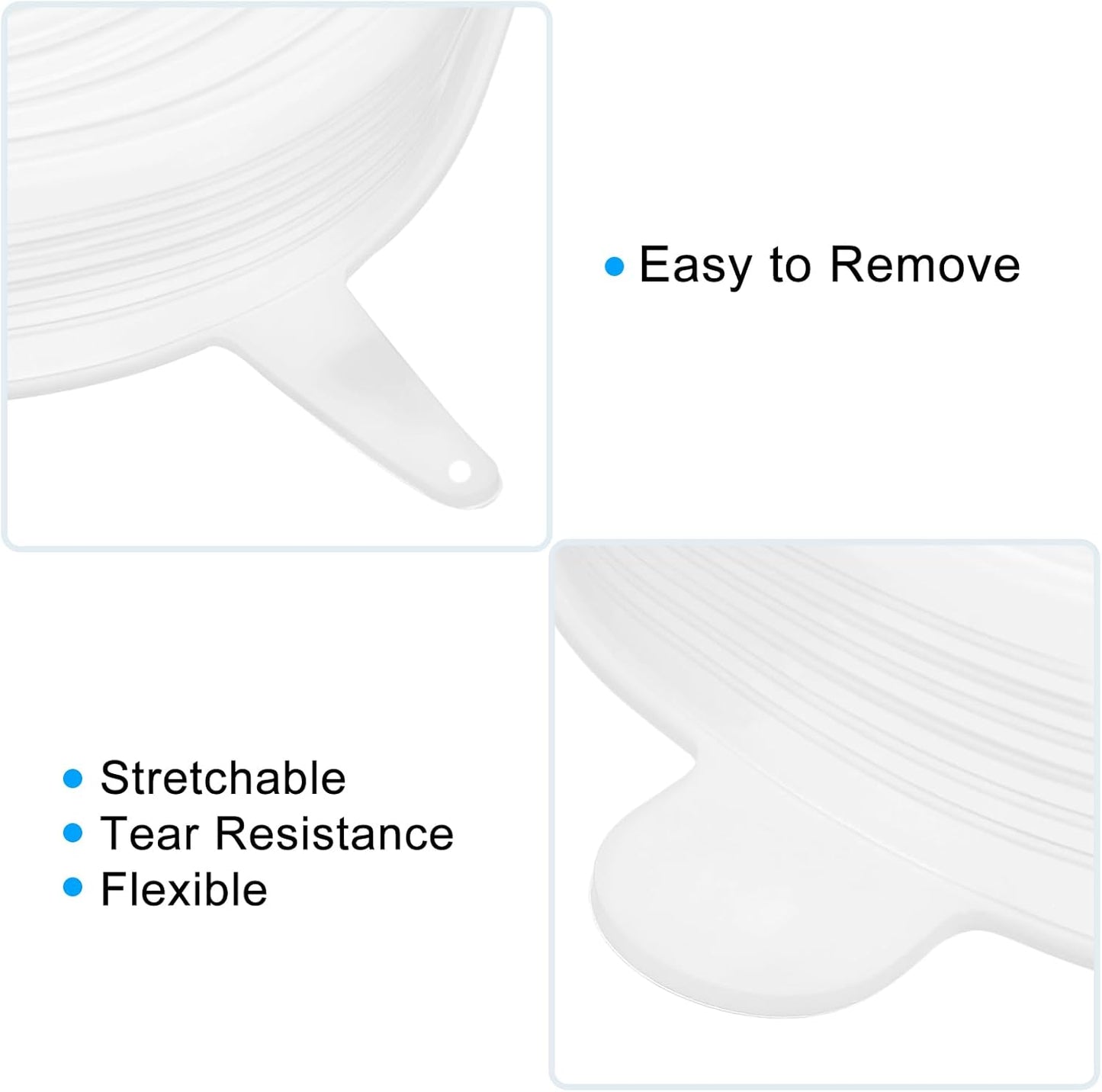 uxcell Silicone Stretch Lids, 3Pack 2.56" Round Container Lid, Reusable Silicone Covers for Cups, Bowls, Food, White