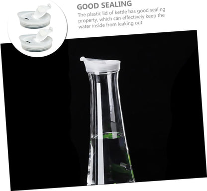 HOMSFOU 2pcs Glass Water Pitcher Lids, Replaceable Plastic Lids for Tea, Juice, and Water Carafes
