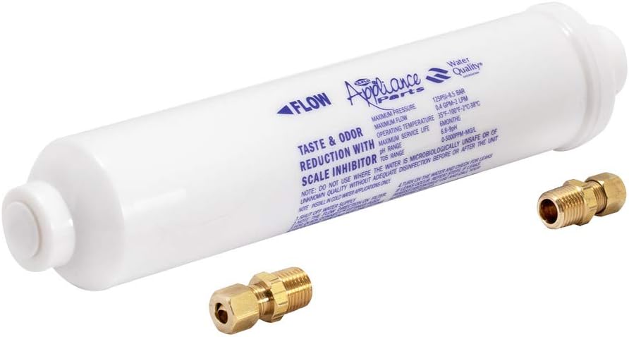 EZ-FLO 10 Inch Water Filter, Brass 1/4 Inch MIP x 7/16 Inch Compression Adapters, 1500 Gallon Capacity, 60458N