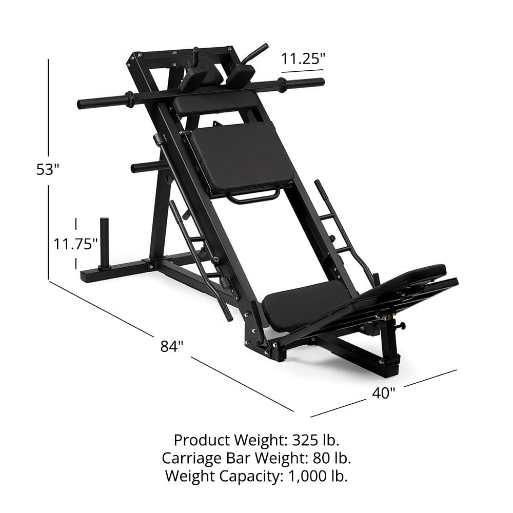 Titan Fitness Plate-Loaded Leg Press Hack Squat Machine Combo, Rated 1000 LB, Three Lockout Positions, Thick HeftyGrip Padding, Quick Adjustments, Lower Body Specialty Machine