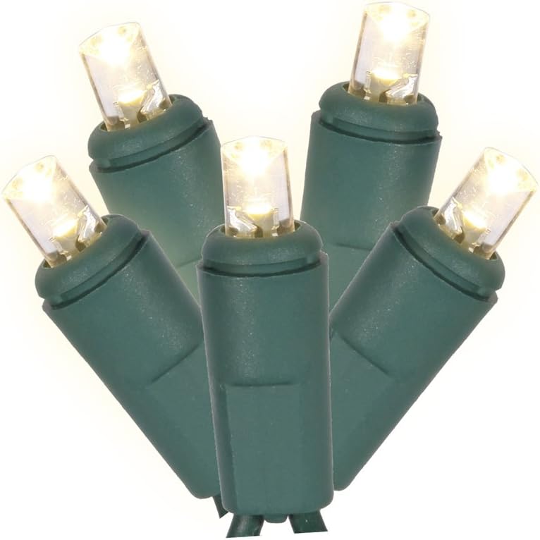 Vickerman 50 Light Warm White Twinkle LED Light Set on Green Wire