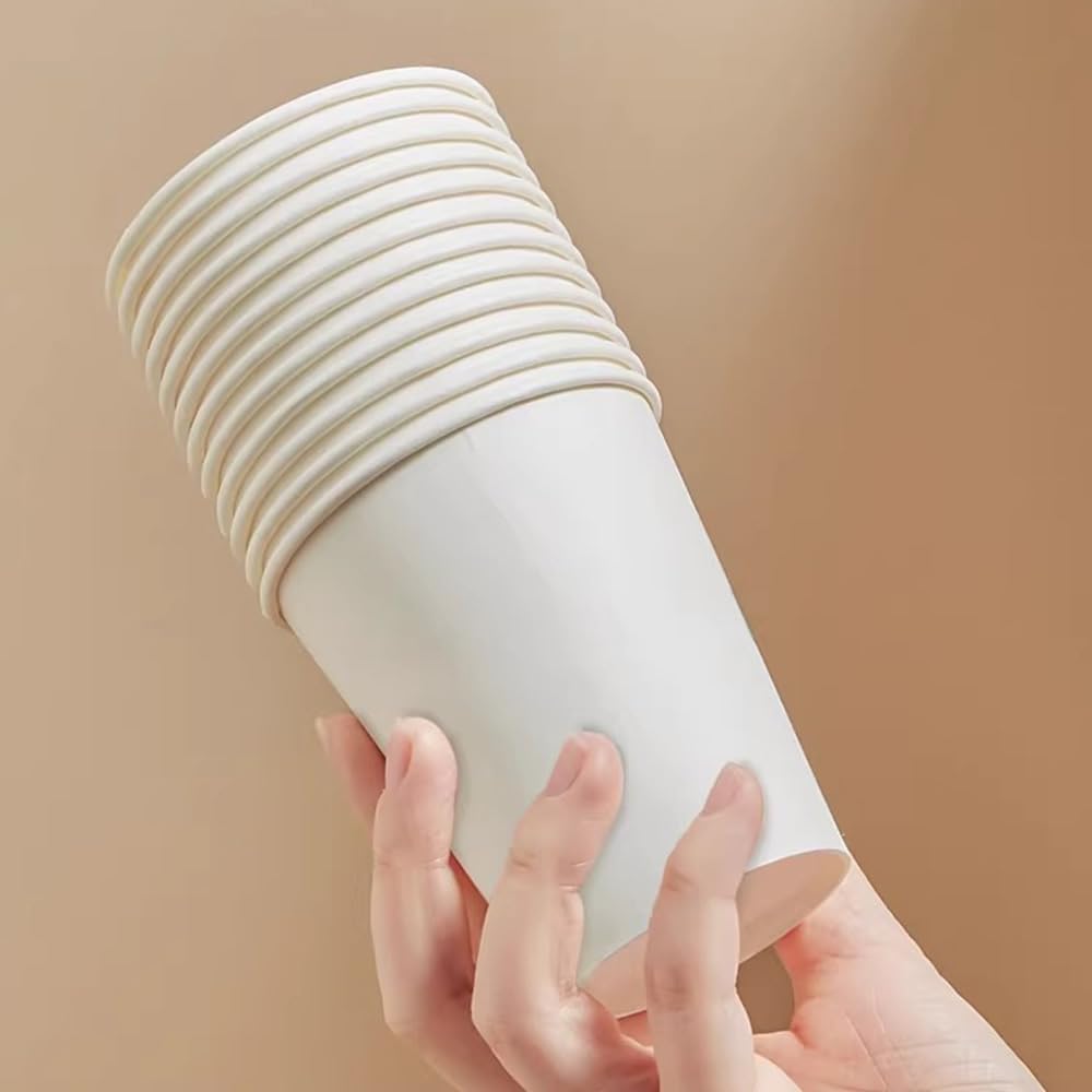 MOUMOULIFE Disposable Paper Coffee Cups 12 oz 300 Count Bulk, Leak-Proof White Coffee Cups for Hot & Cold Beverages, Party Supplies, Recyclable Paper Cups