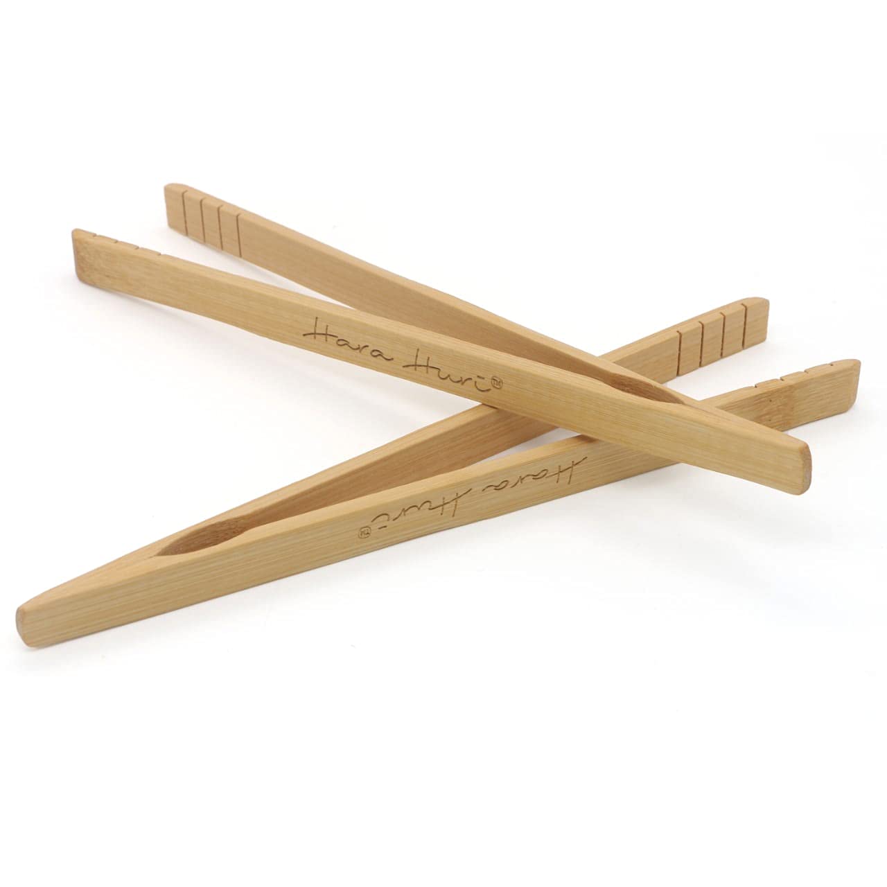 Bamboo Toaster Tongs - Set of 2 Reusable Heat Resistant Wooden Toast Tongs - 8 Inches Long Natural Toaster Tong Bamboo - Useful Kitchen Utensil for Serving Pickle Muffin Bread Tong - HaraHuri